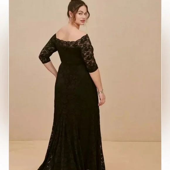 strapless lace tea length dress Andrea & Leo A1114 Strapless Tea Length Tulle Dress